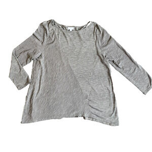 J Jill Pure Shirt Womens Size XL Petite 100% Cotton Casual Lounge Gray Tunic Top